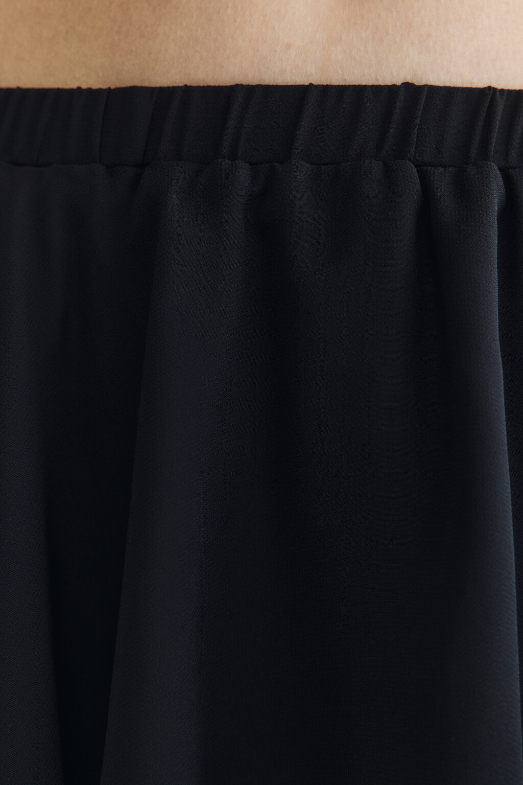Юбка-трапеция мини шифоновая с воланом - цвет черный - 6