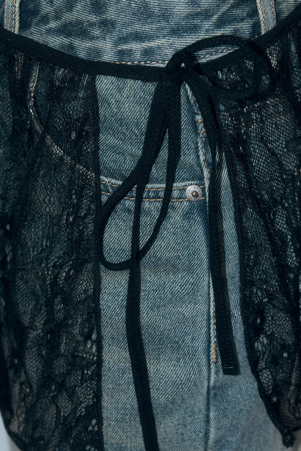 Юбка-баска кружевная с завязками - цвет черный - 7