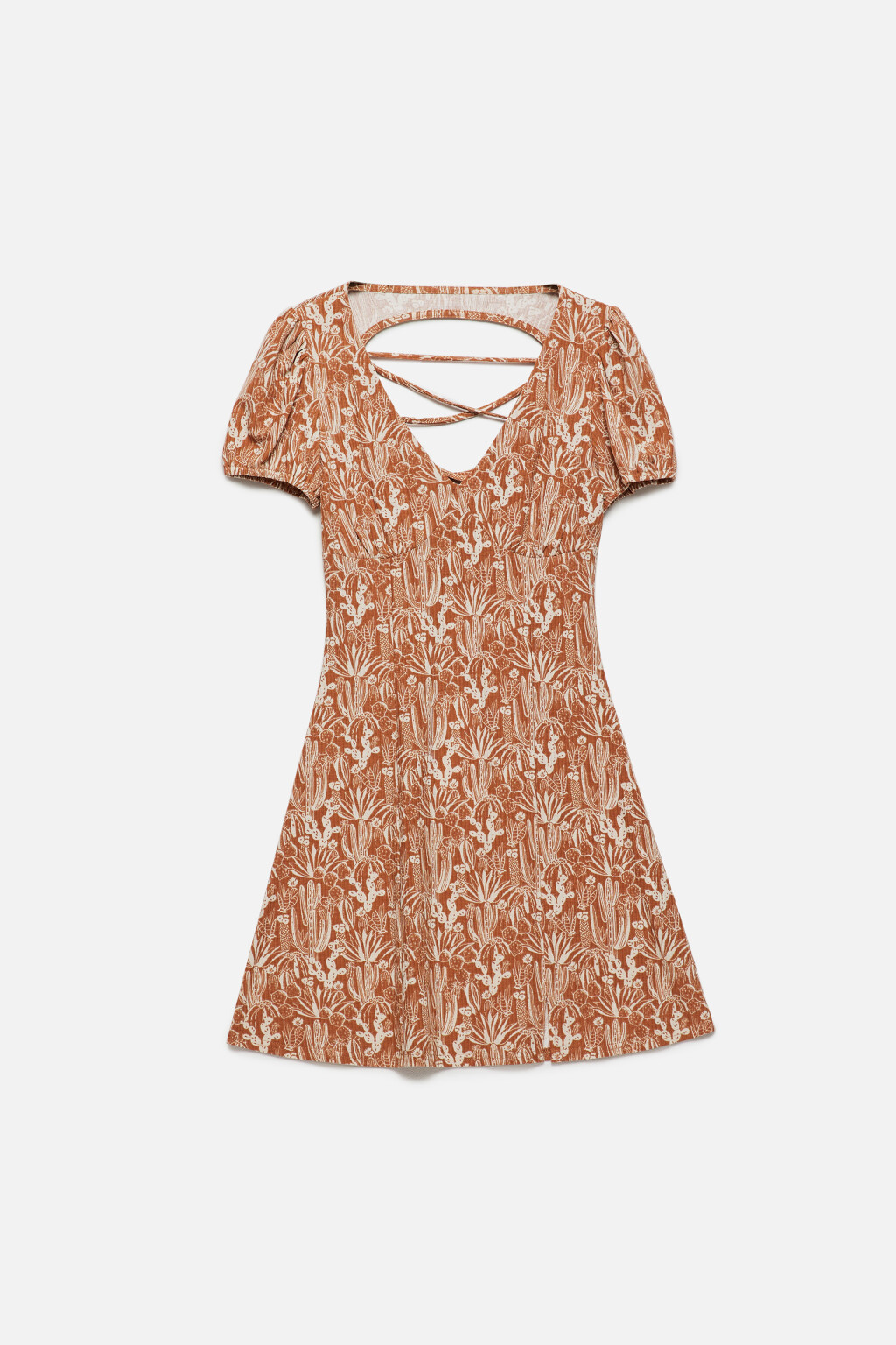 Платье мини с открытой спинкой и шнуровкой - цвет бежевый - 9