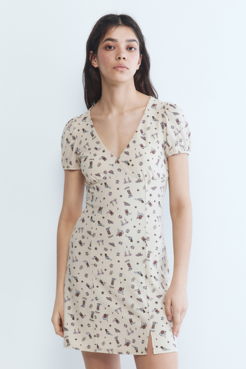 Платье мини с открытой спинкой и шнуровкой - цвет розовый - 3