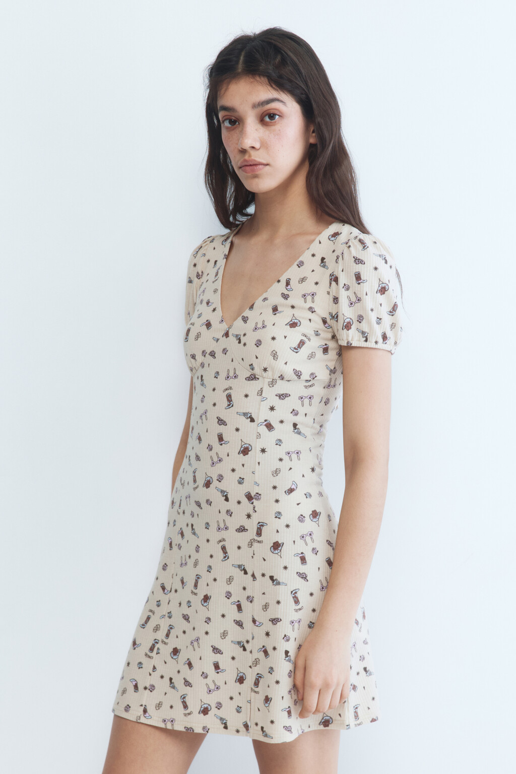 Платье мини с открытой спинкой и шнуровкой - цвет розовый - 4