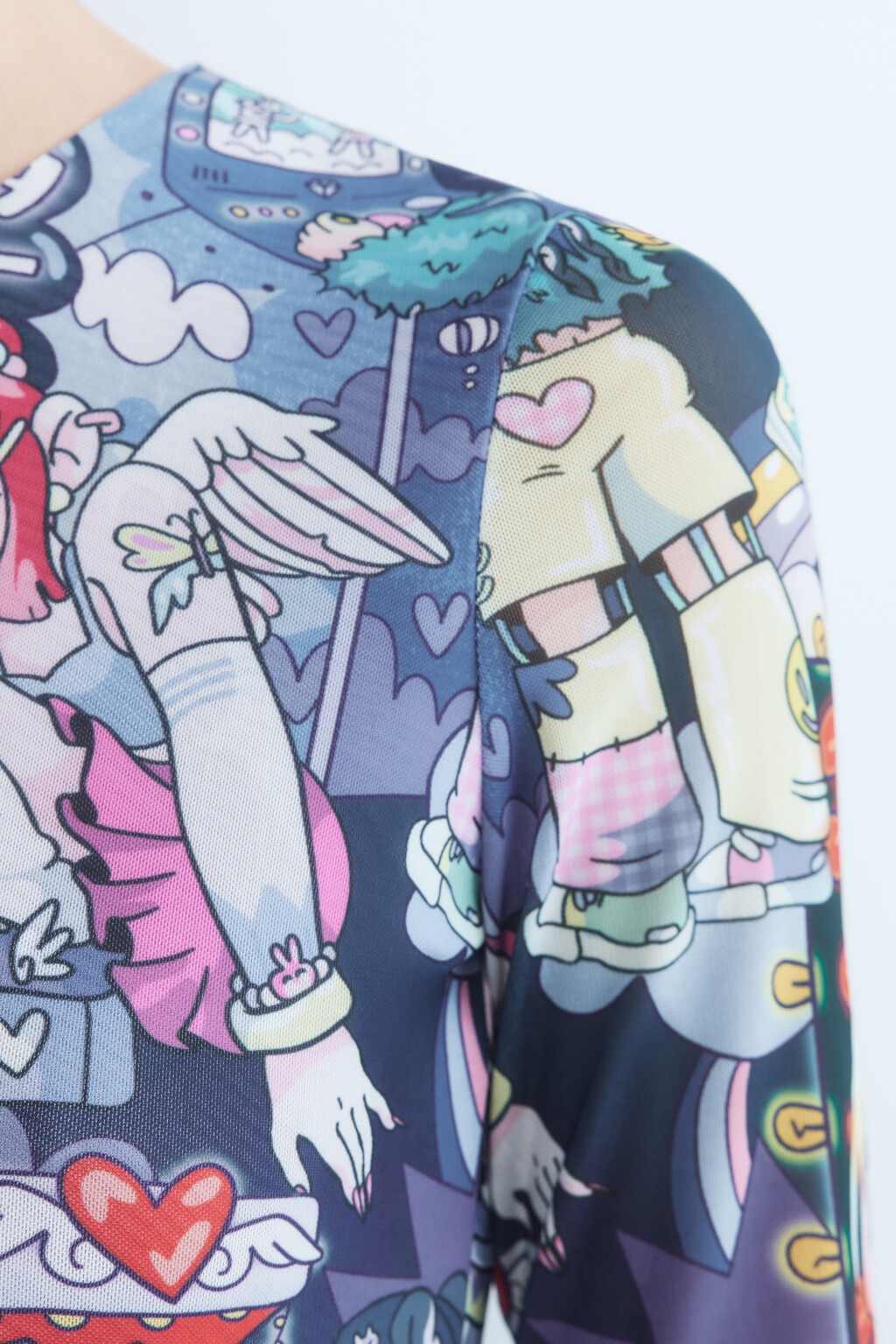 Платье сетчатое облегающее с принтом - цвет мультиколор - 6