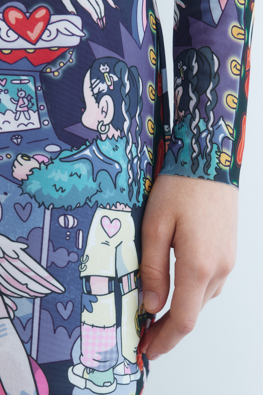 Платье сетчатое облегающее с принтом - цвет мультиколор - 7