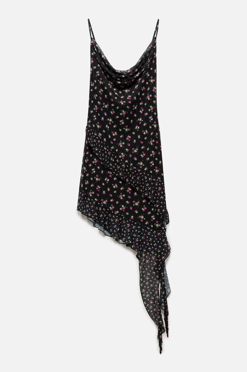 Платье мини с асимметричными воланами и принтом - цвет черный - 8