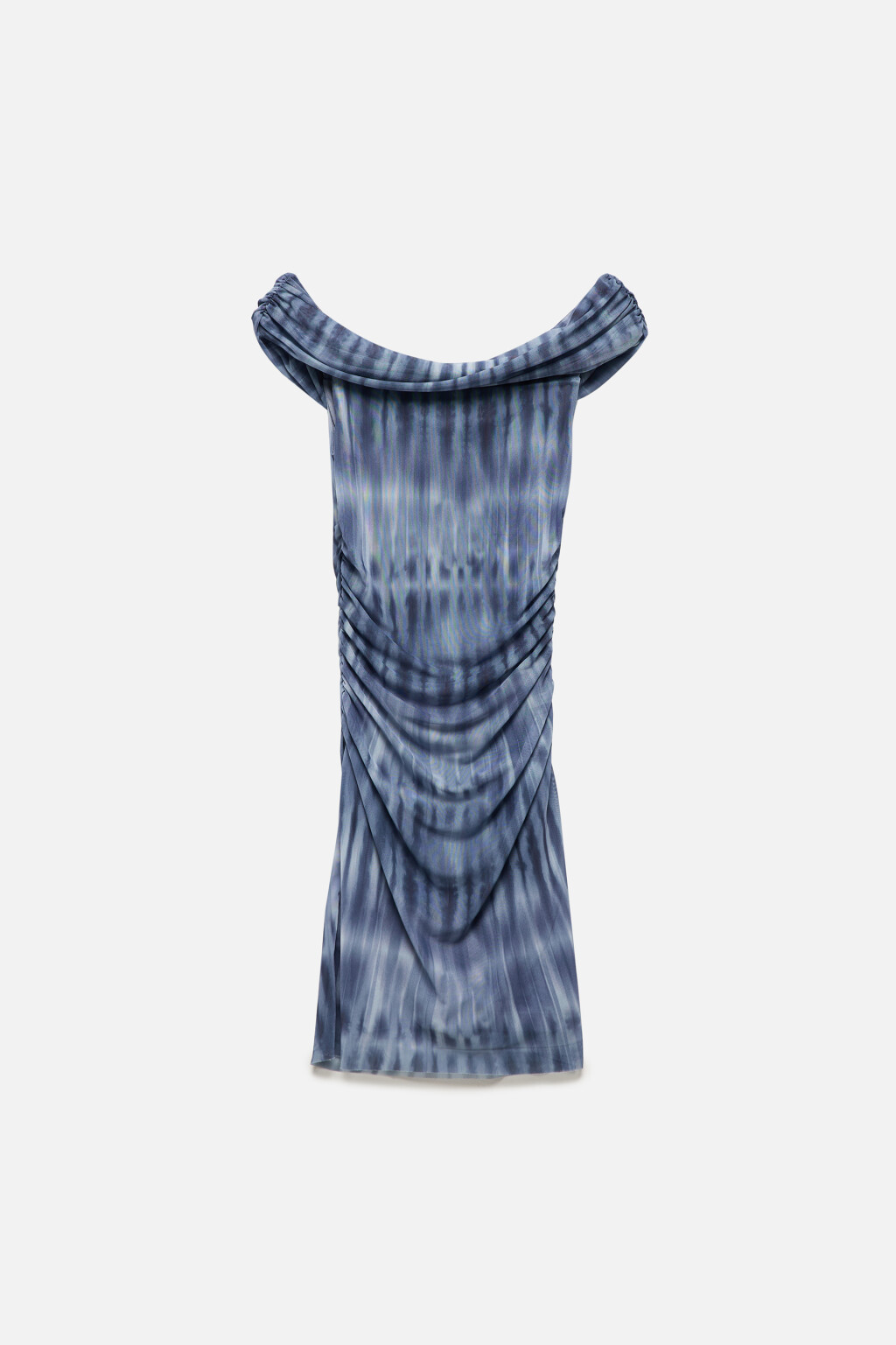 Платье сетчатое облегающее с открытыми плечами - цвет синий - 10