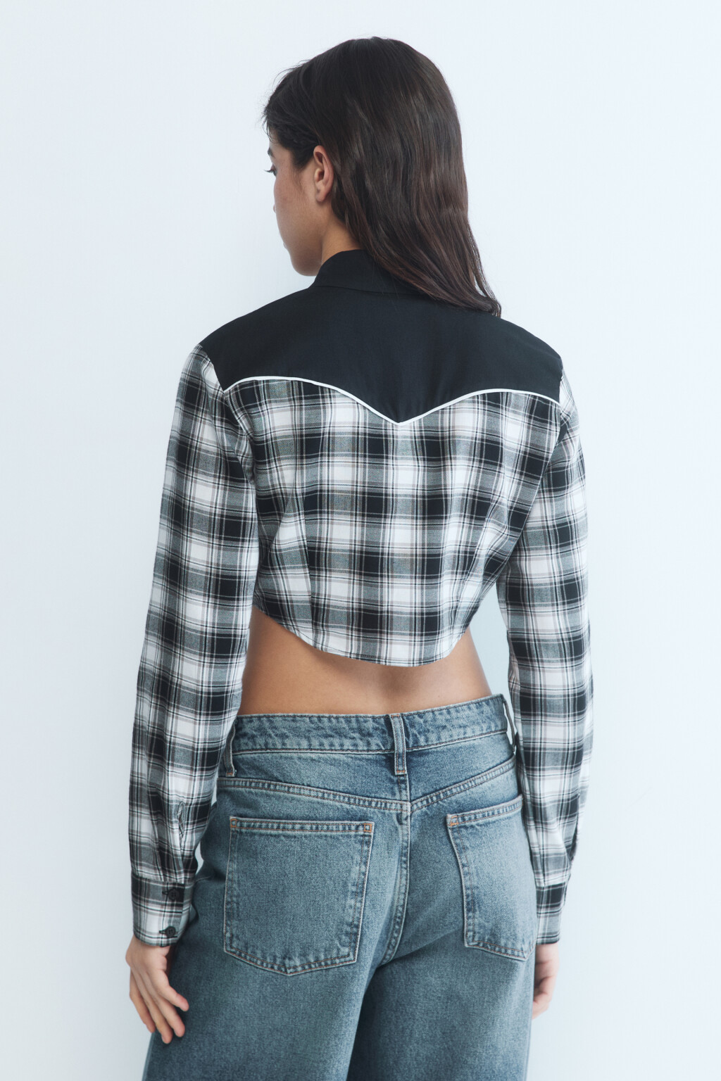 Рубашка укороченная в ковбойском стиле - цвет черный - 4