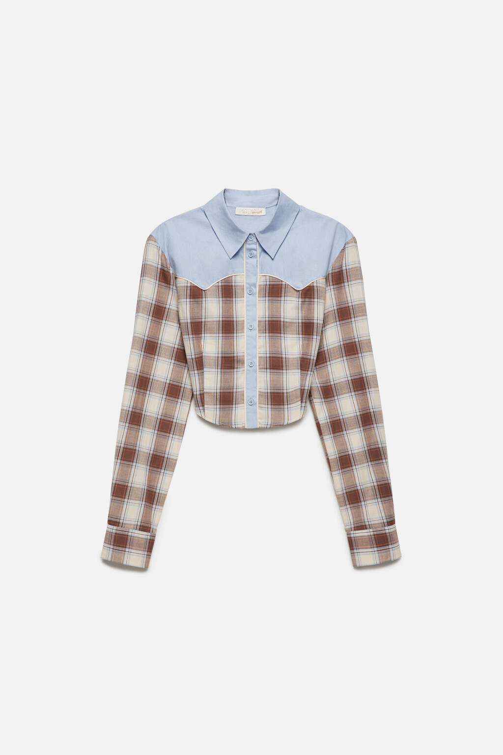 Рубашка укороченная в ковбойском стиле - цвет бежевый - 8