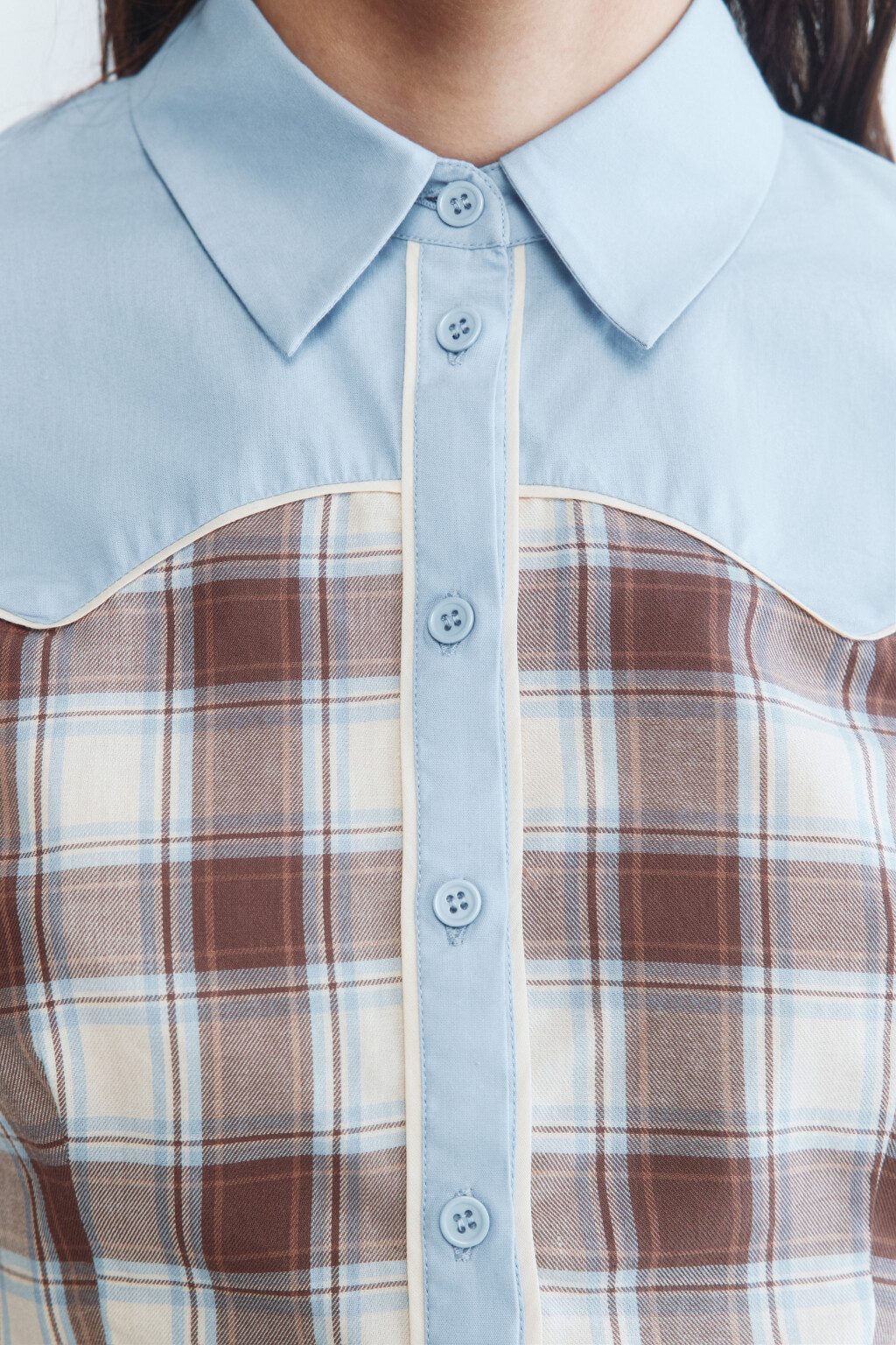 Рубашка укороченная в ковбойском стиле - цвет бежевый - 6