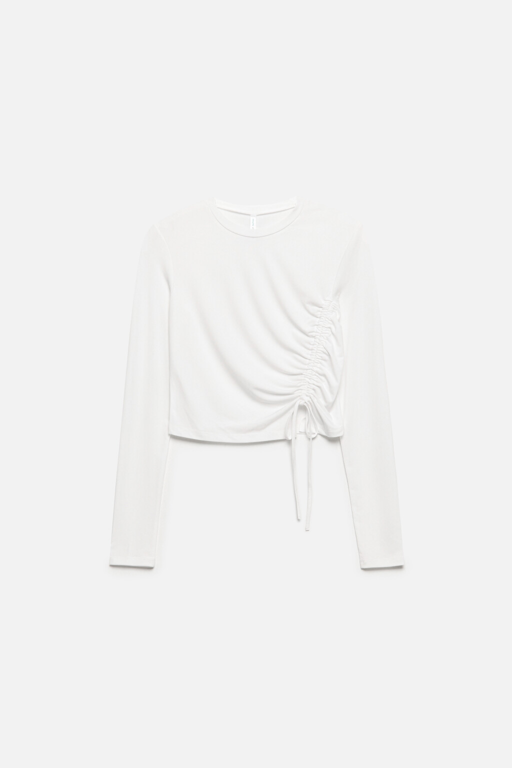 Лонгслив укороченный с кулиской - цвет белый - 8
