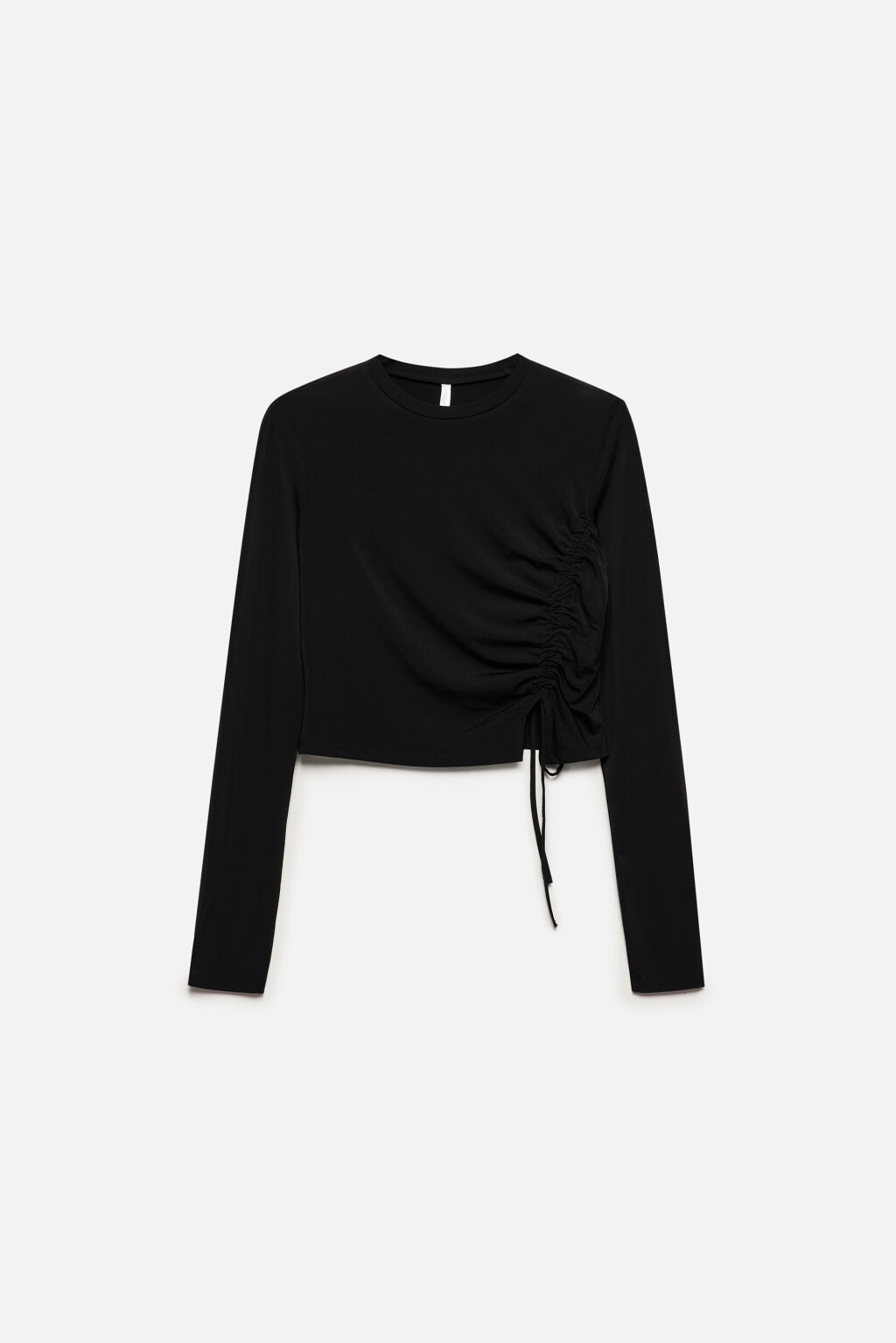 Лонгслив укороченный с кулиской - цвет черный - 8