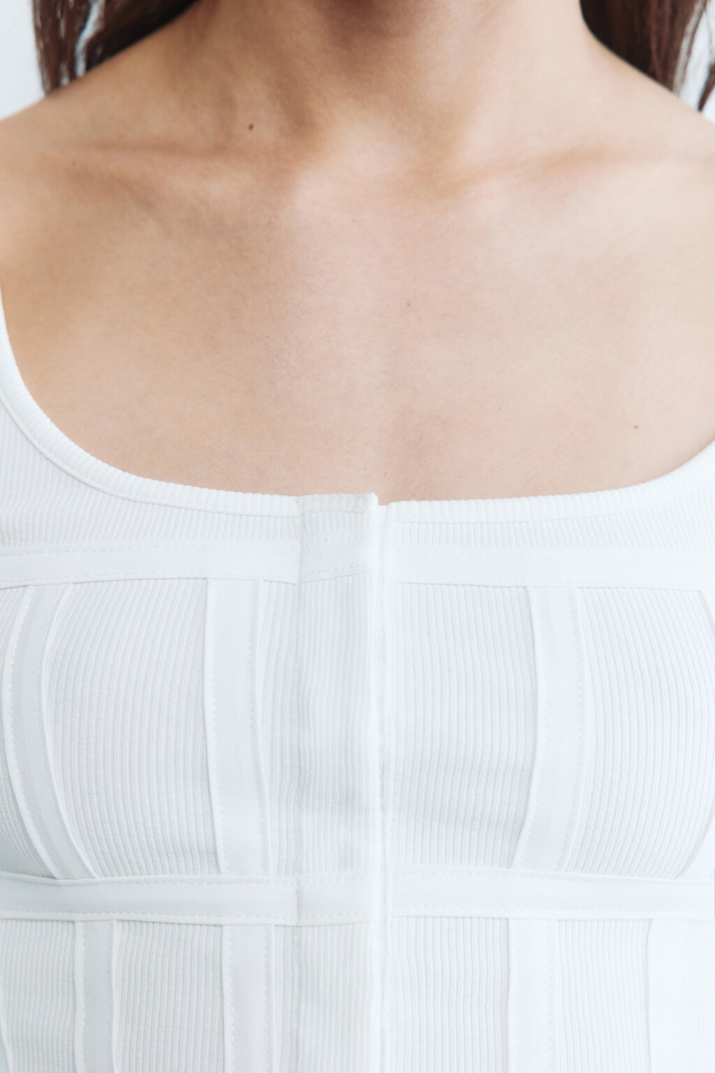 Топ-корсет хлопковый на бретелях - цвет белый - 6