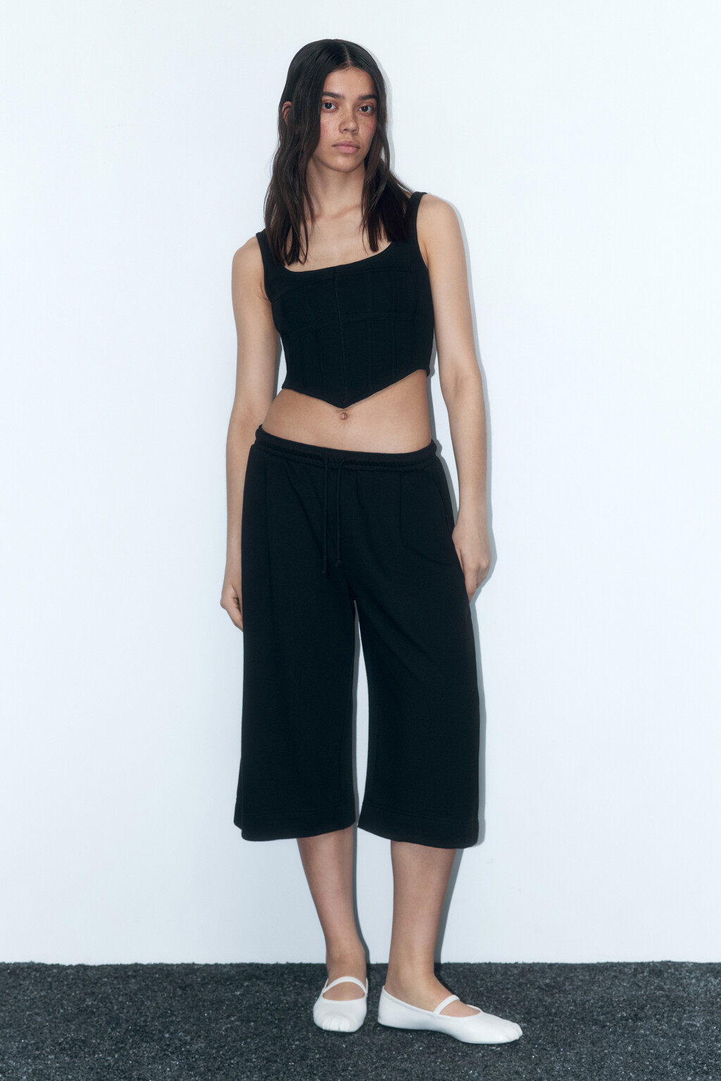 Топ-корсет хлопковый на бретелях - цвет черный - 5