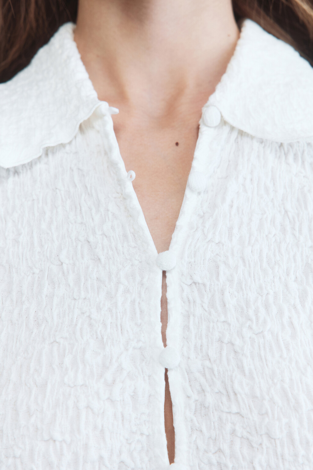 Блузка-топ облегающая из жатой ткани - цвет бежевый - 6