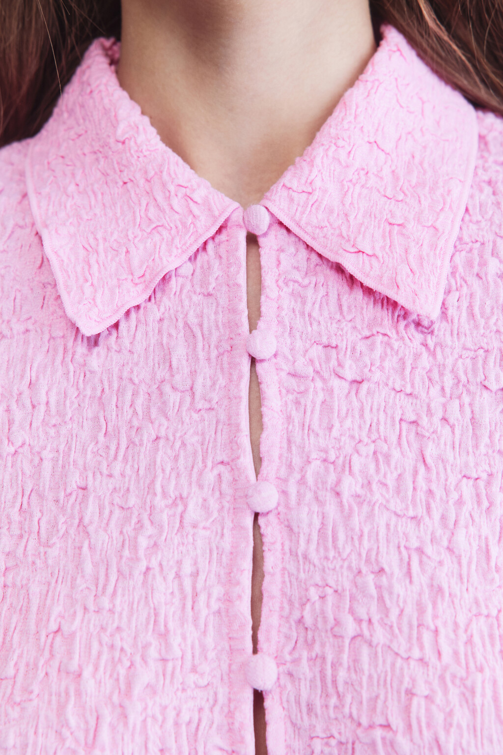 Блузка-топ облегающая из жатой ткани - цвет розовый - 6