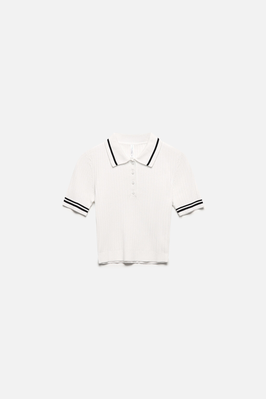 Футболка-топ укороченная с воротником-поло - цвет молочный - 8