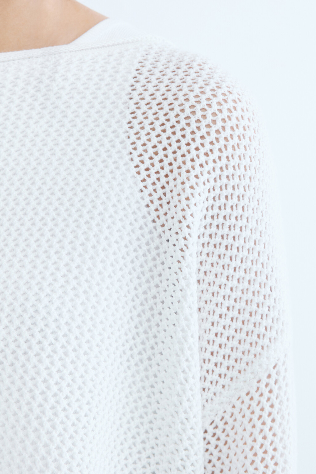 Джемпер кроше укороченный - цвет белый - 6
