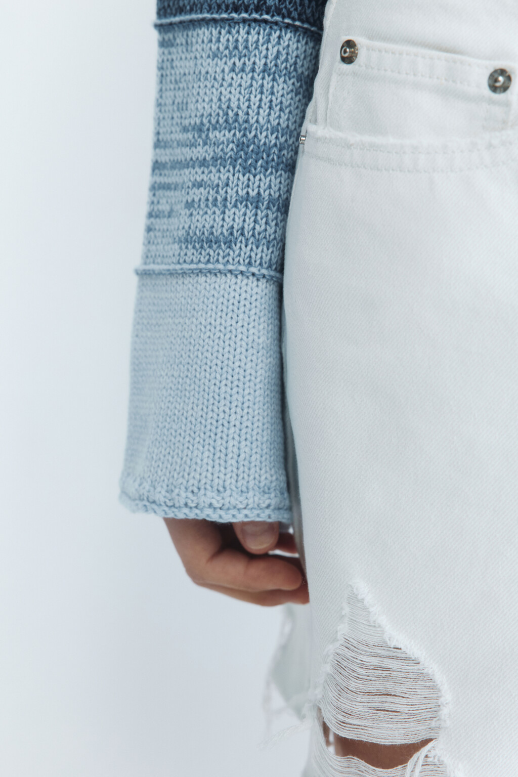 Болеро вязаное с длинными рукавами - цвет голубой - 8