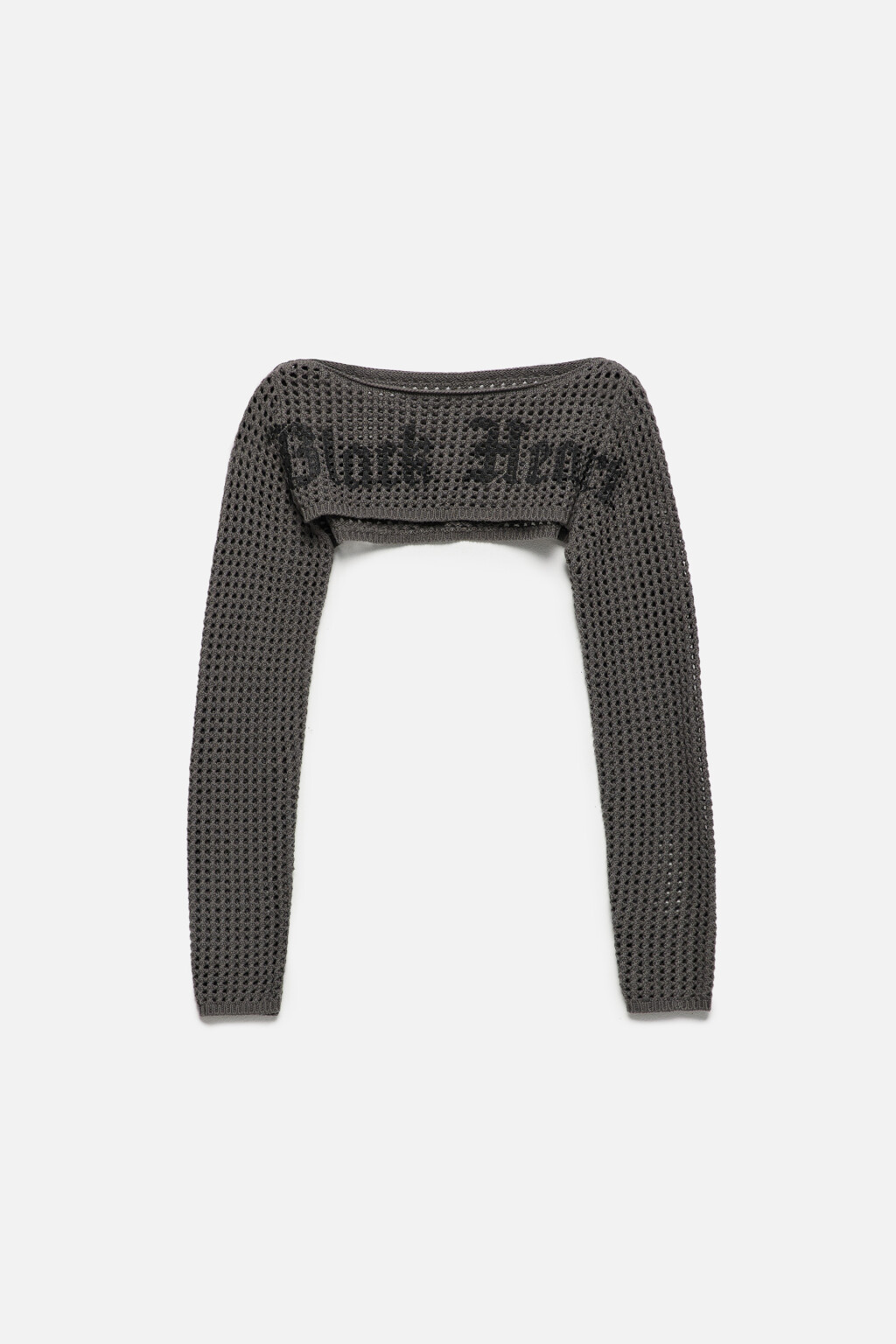 Болеро вязаное ажурное с длинными рукавами - цвет серый - 9