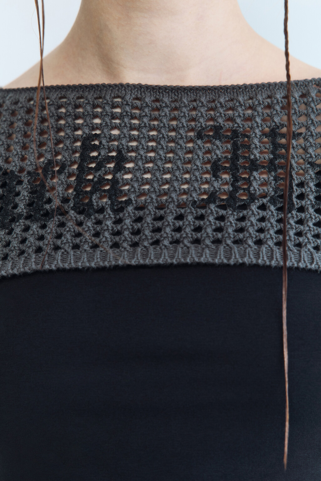 Болеро вязаное ажурное с длинными рукавами - цвет серый - 6