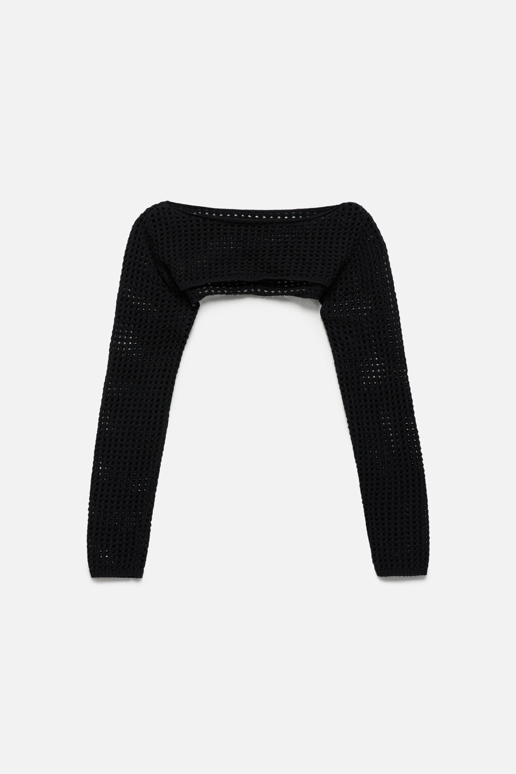 Болеро вязаное ажурное с длинными рукавами - цвет черный - 9