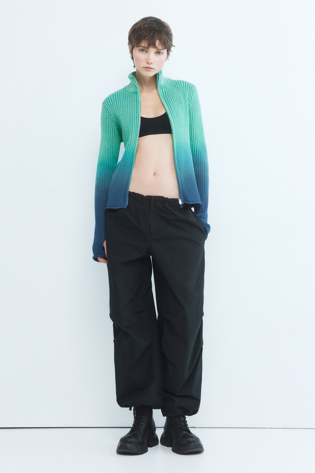 Кардиган на молнии градиентный - цвет синий - 1