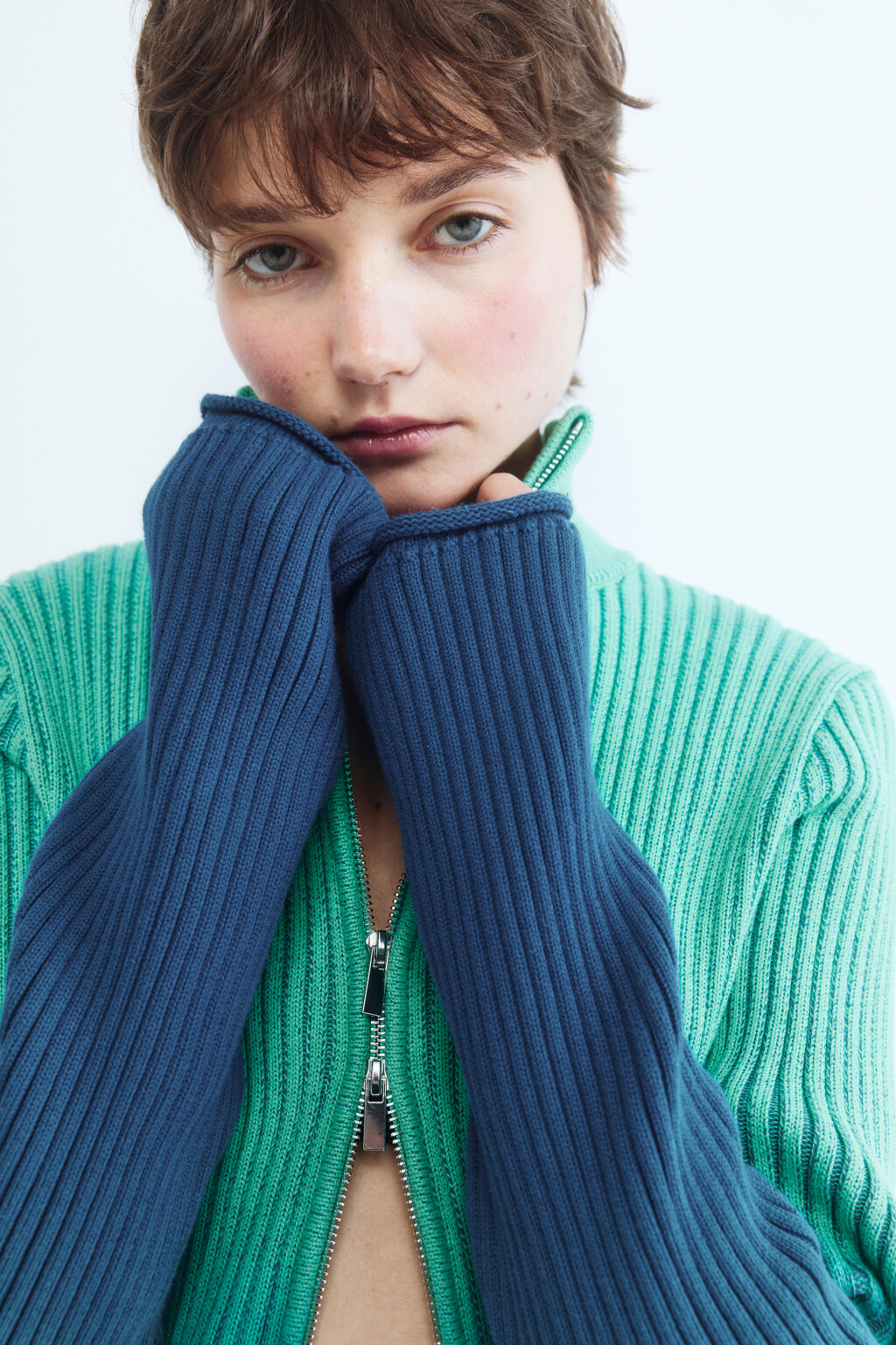 Кардиган на молнии градиентный - цвет синий - 2