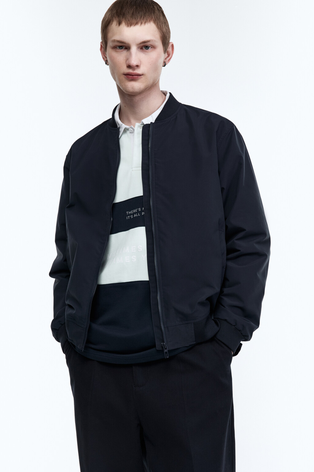 Куртка-бомбер на молнии - цвет синий - 3