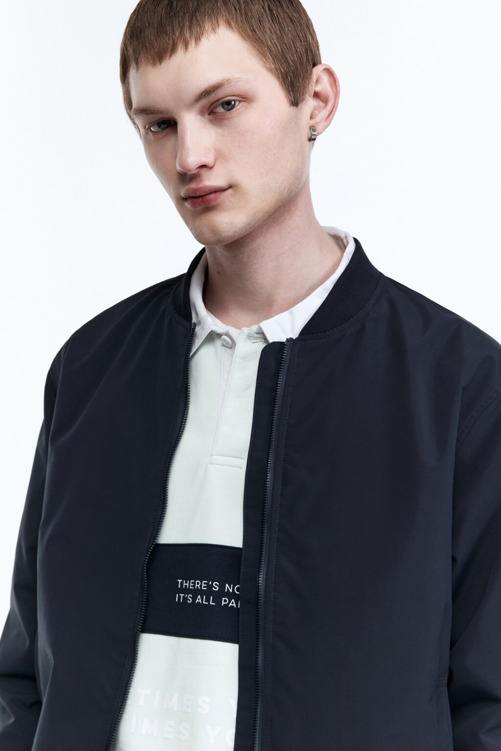 Куртка-бомбер на молнии - цвет синий - 2
