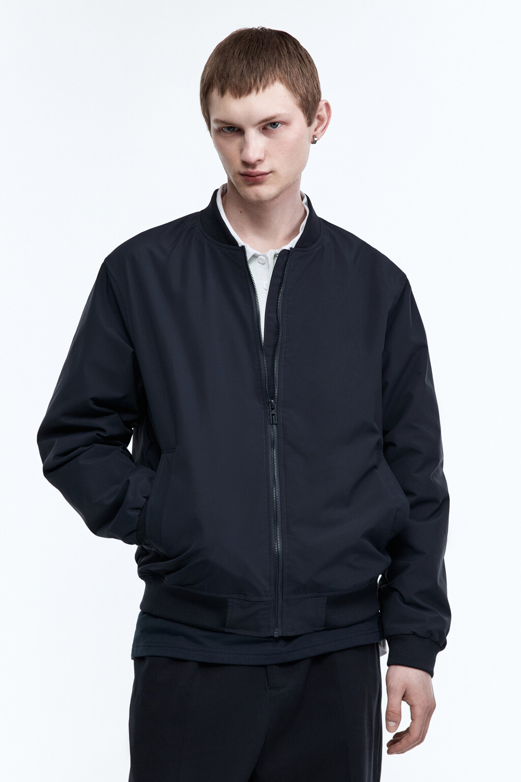 Куртка-бомбер на молнии - цвет синий - 4