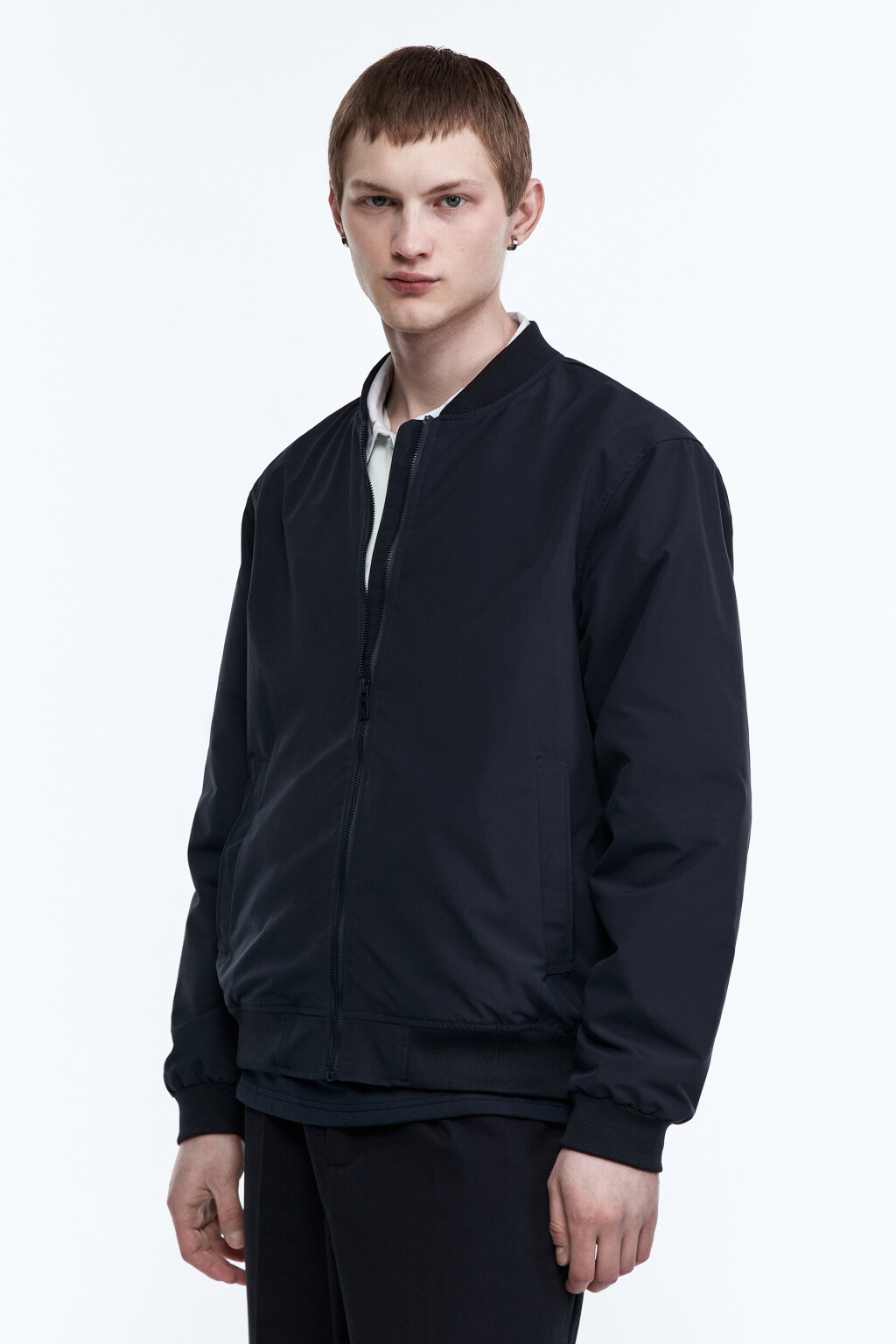 Куртка-бомбер на молнии - цвет синий - 5