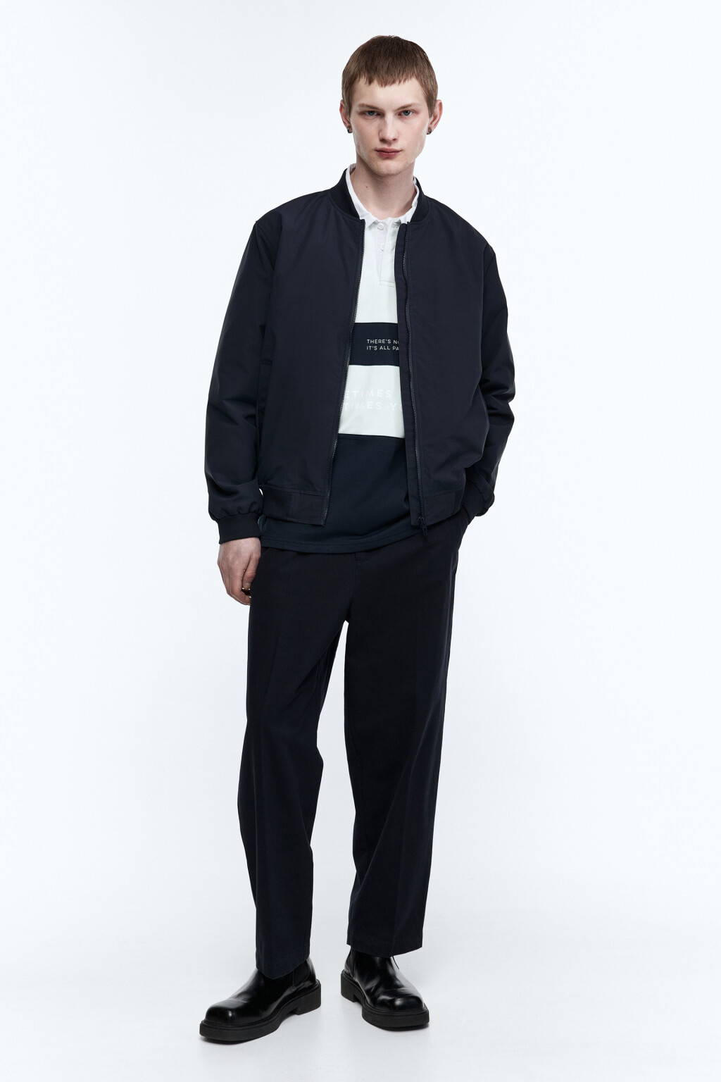 Куртка-бомбер на молнии - цвет синий - 1