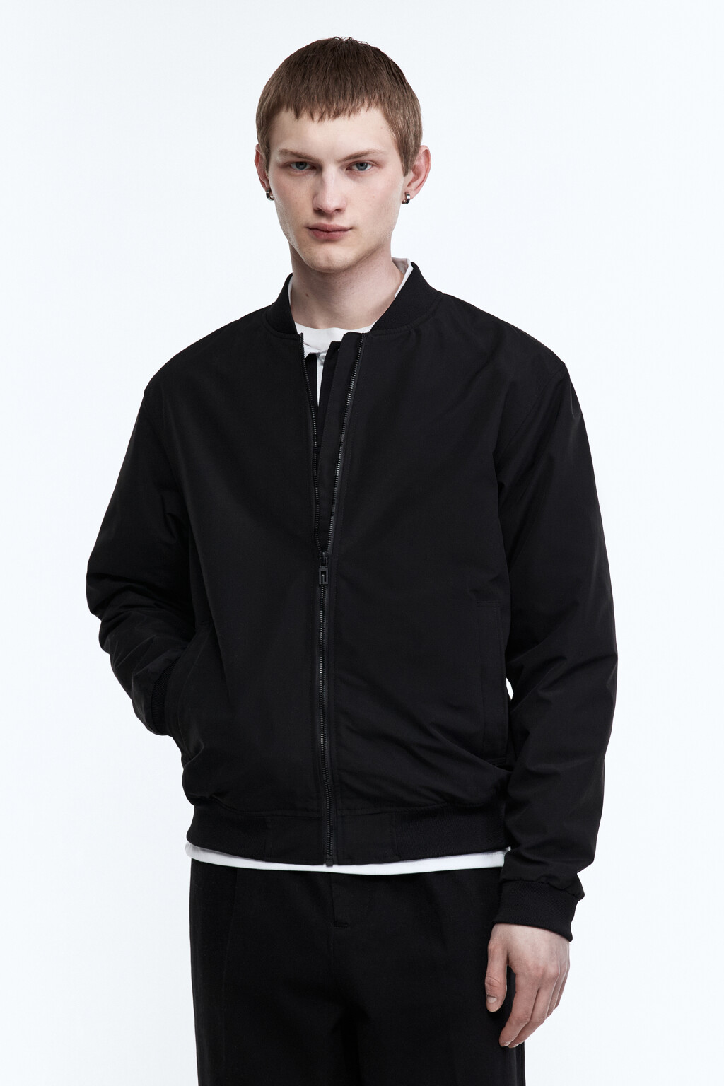 Куртка-бомбер на молнии - цвет черный - 3