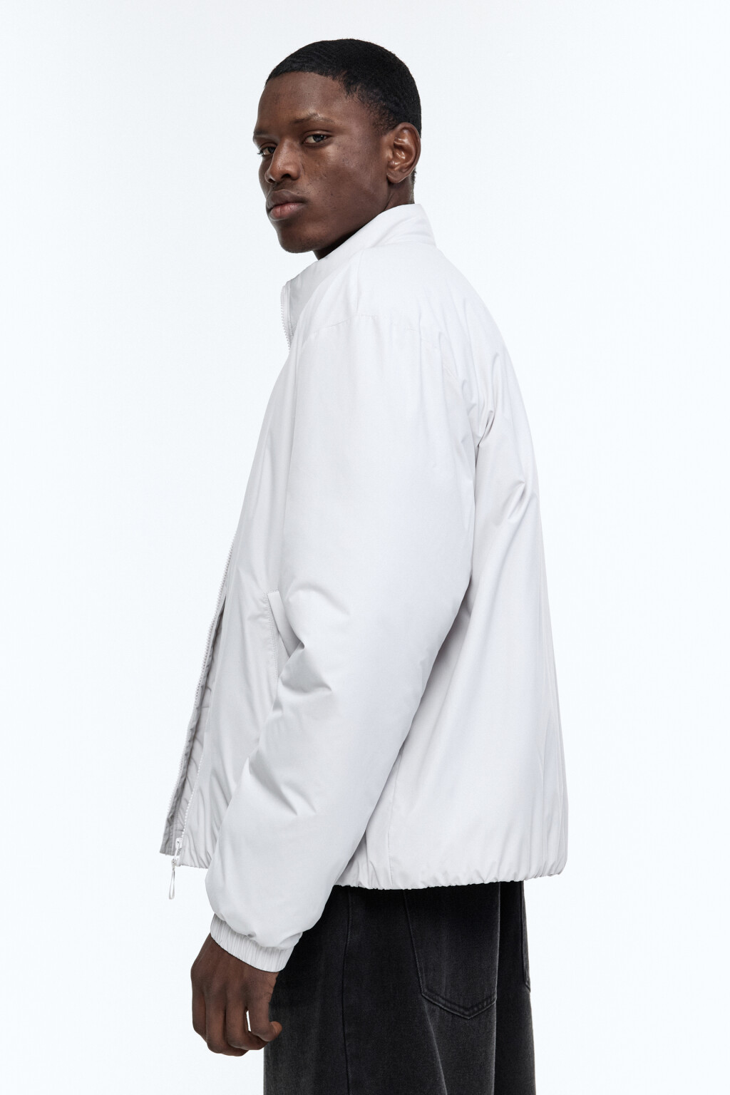 Куртка-бомбер с воротником-стойкой - цвет серый - 3