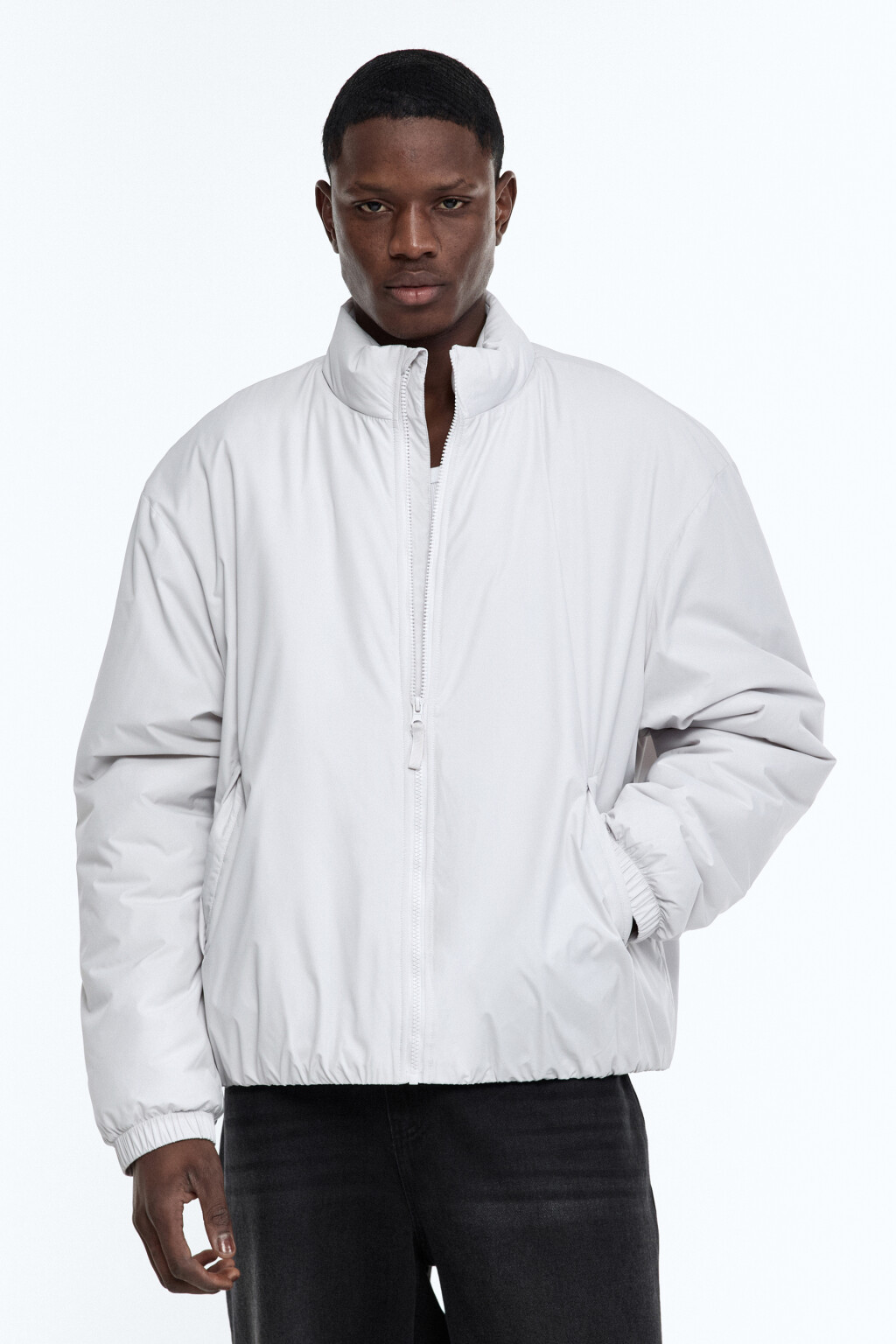 Куртка-бомбер с воротником-стойкой - цвет серый - 4