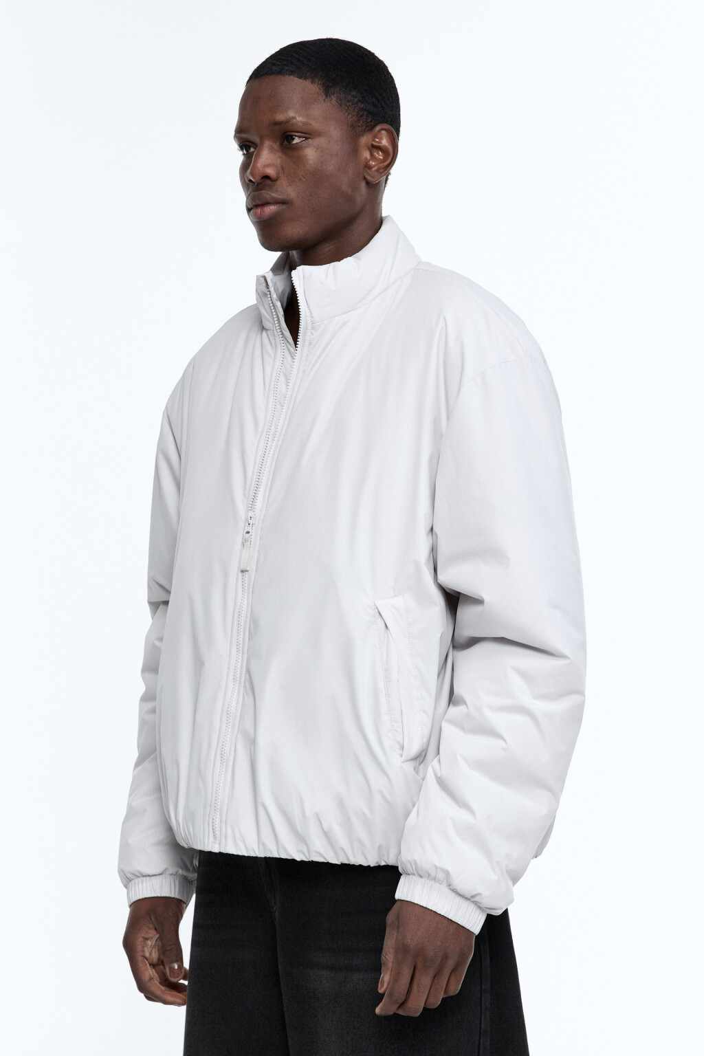 Куртка-бомбер с воротником-стойкой - цвет серый - 5