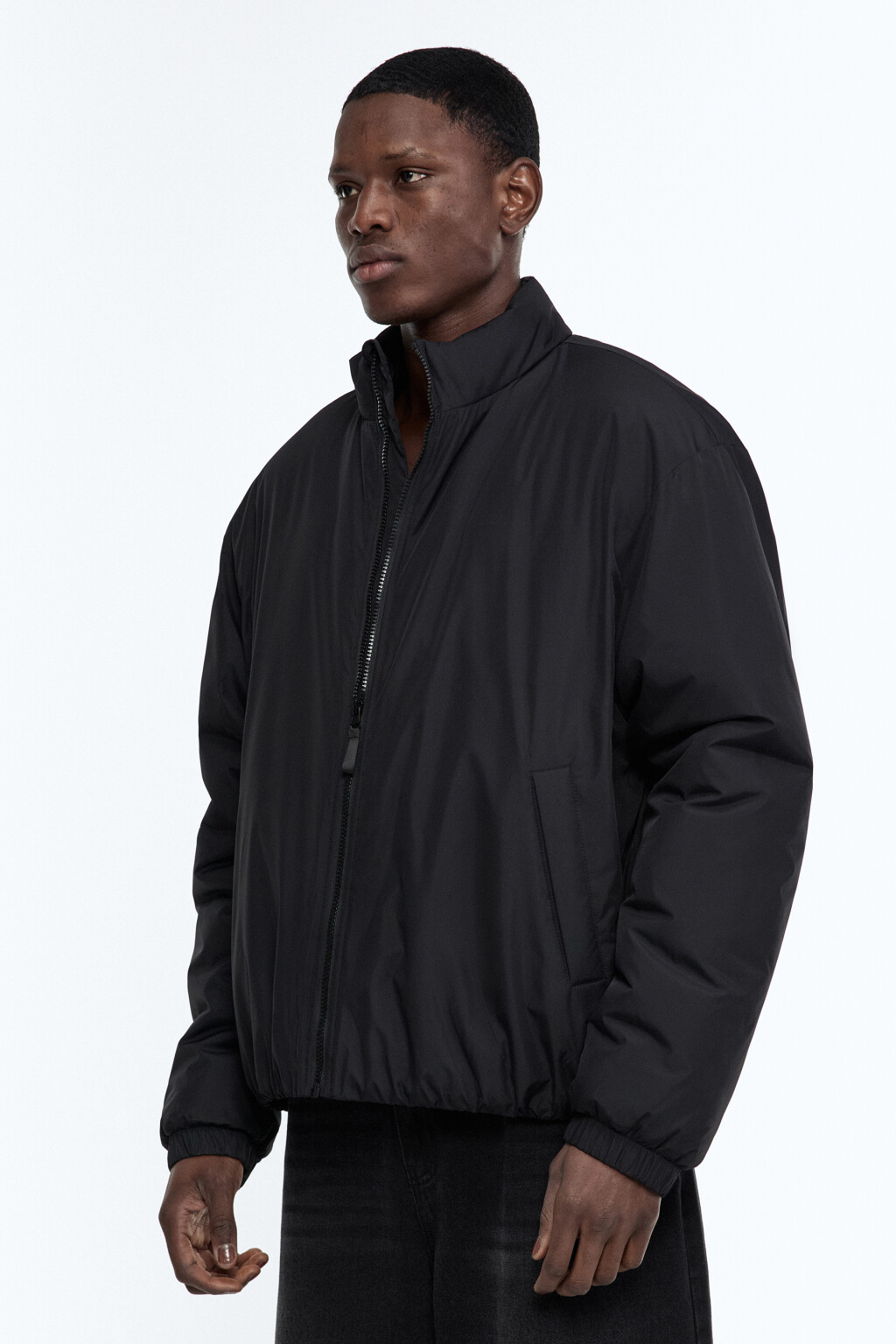 Куртка-бомбер с воротником-стойкой - цвет черный - 5