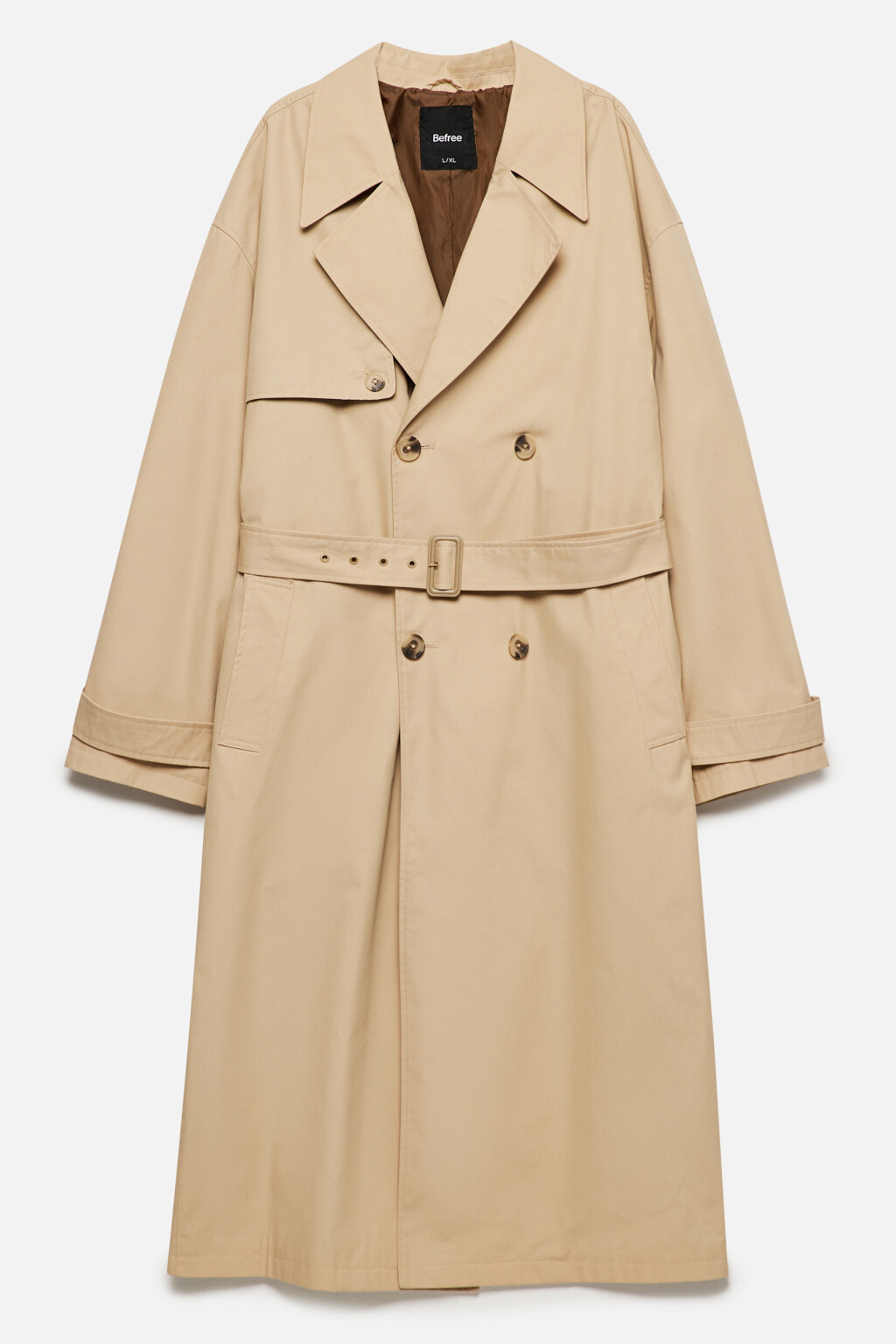 Плащ-тренчкот двубортный с поясом - цвет бежевый - 11