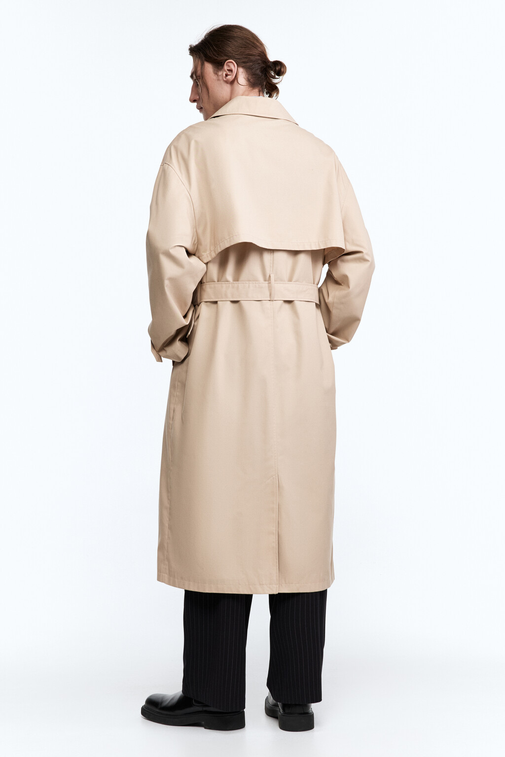 Плащ-тренчкот двубортный с поясом - цвет бежевый - 4