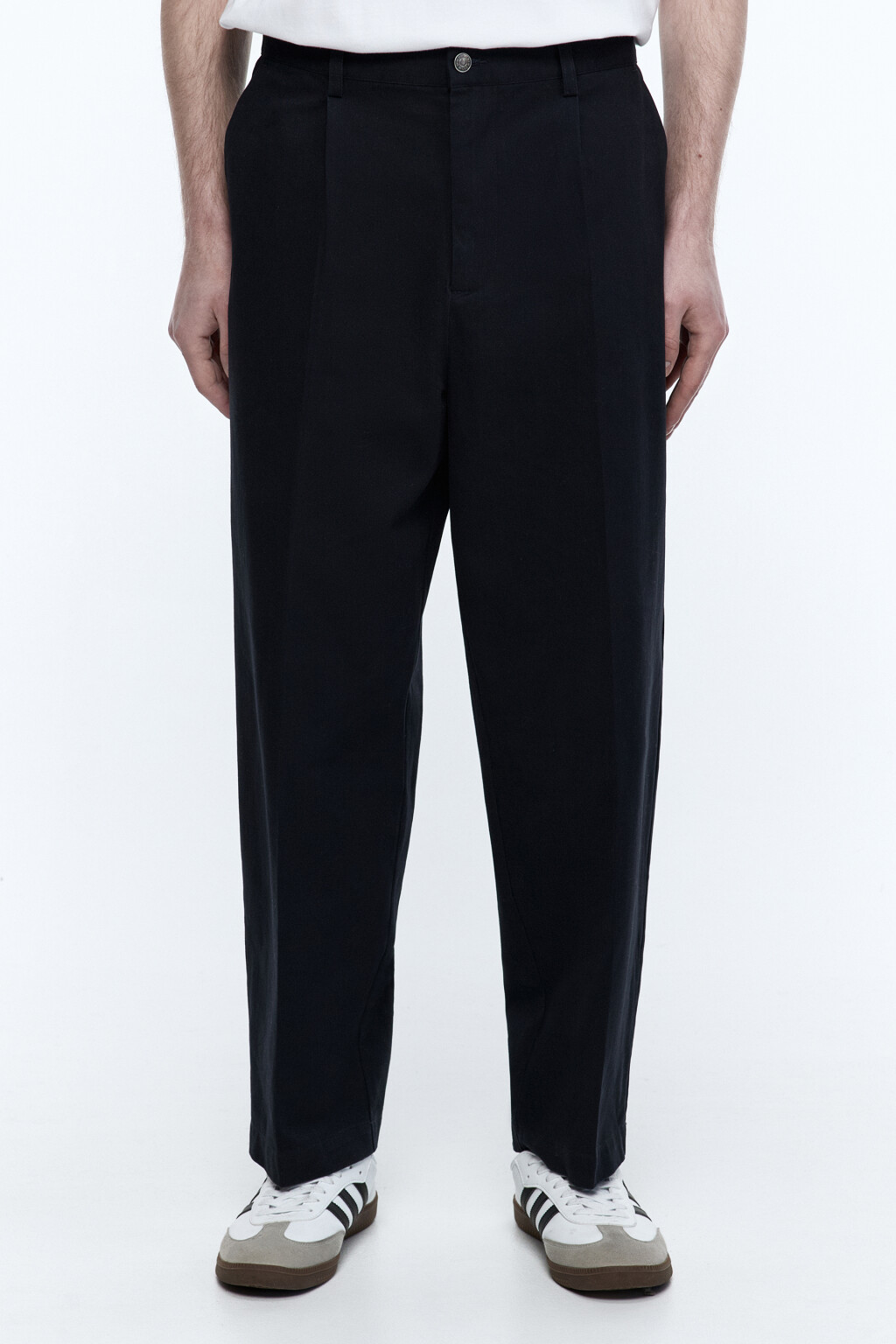 Брюки прямые хлопковые со стрелками - цвет синий - 3