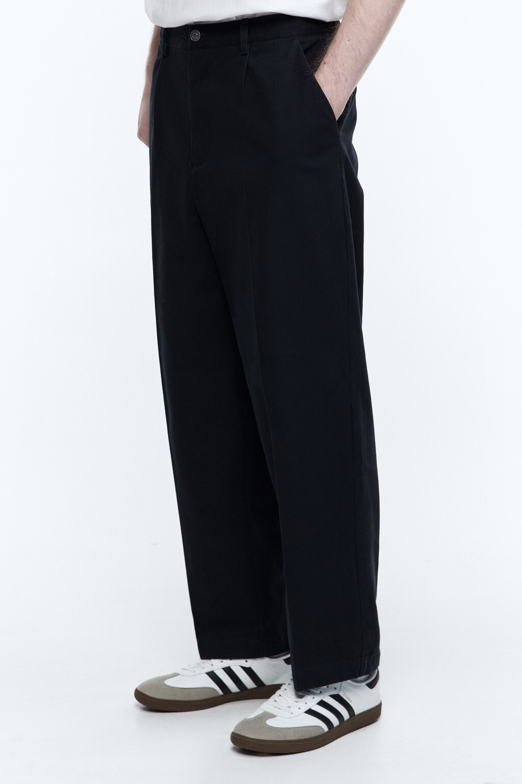 Брюки прямые хлопковые со стрелками - цвет синий - 1