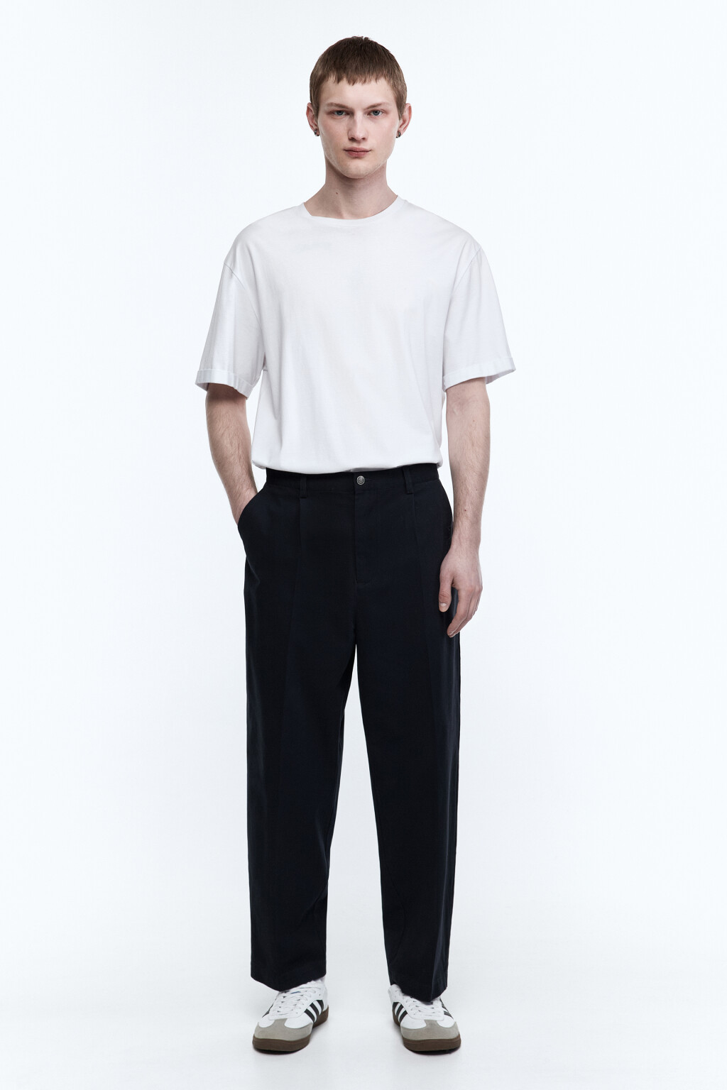 Брюки прямые хлопковые со стрелками - цвет синий - 5