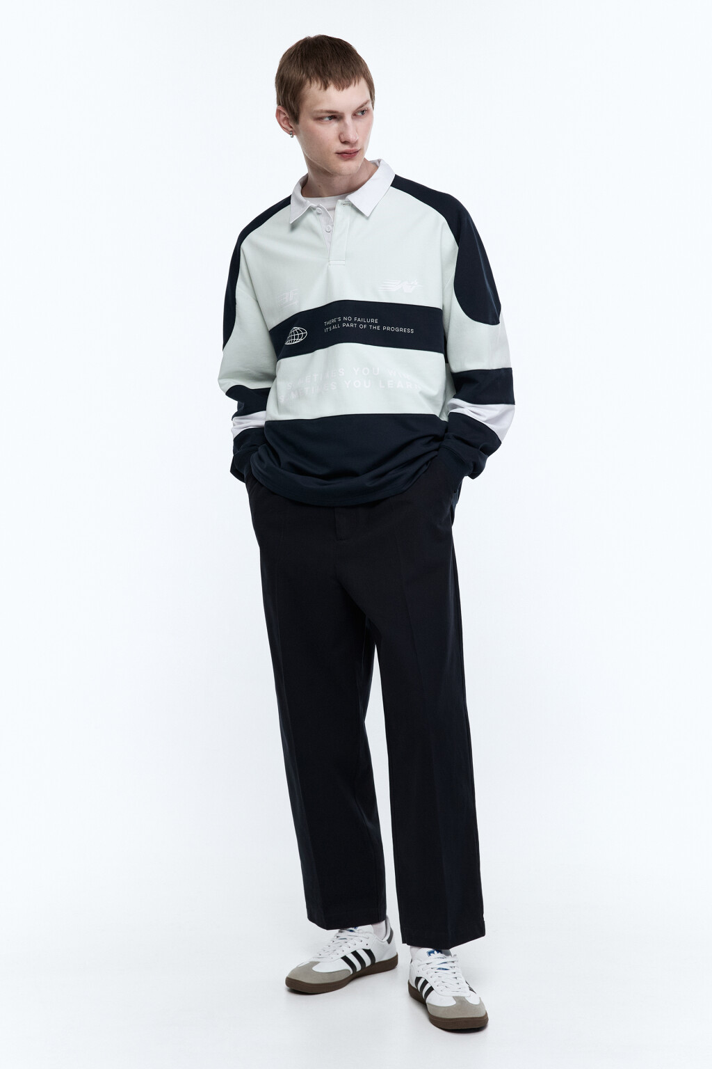 Брюки прямые хлопковые со стрелками - цвет синий - 2