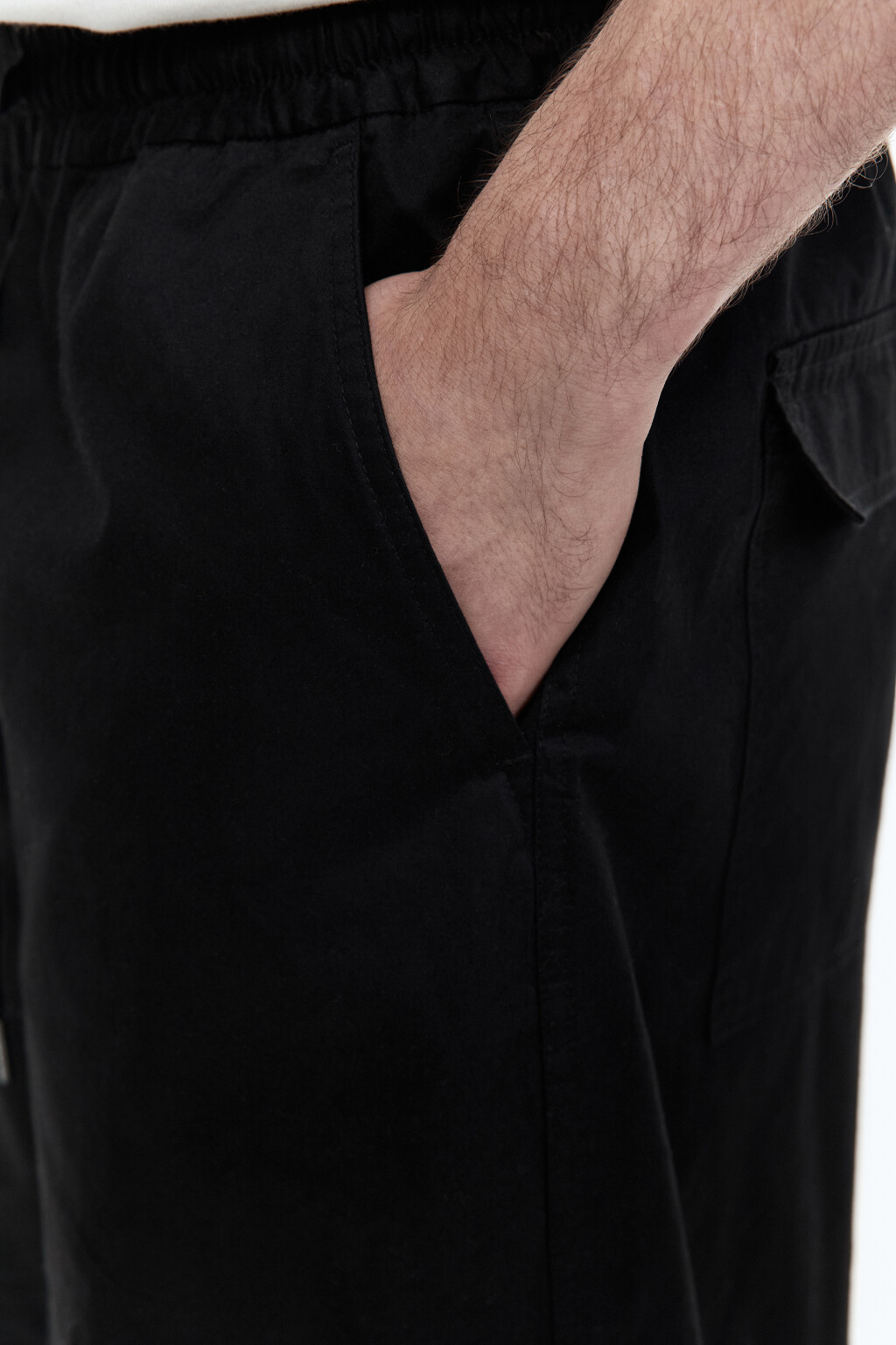 Брюки-парашюты хлопковые с утяжками - цвет черный - 6