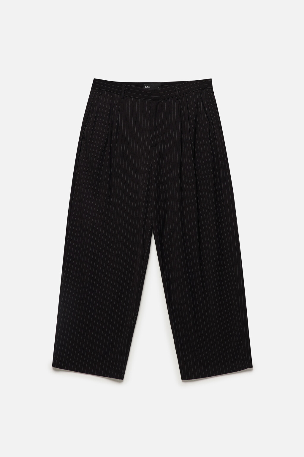Брюки широкие костюмные в полоску - цвет черный - 7