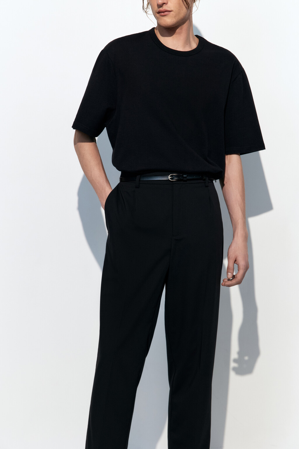 Брюки прямые из костюмной ткани - цвет черный - 4