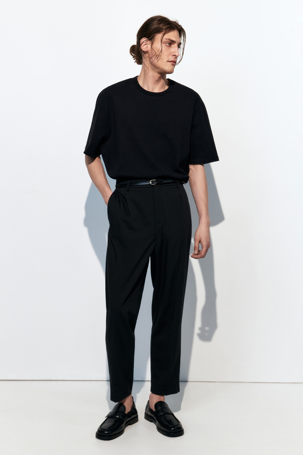 Брюки прямые из костюмной ткани - цвет черный - 5