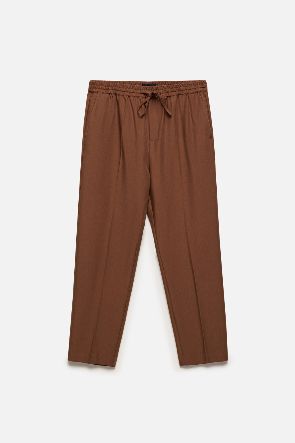Брюки прямые костюмные с поясом на завязках - цвет коричневый - 8