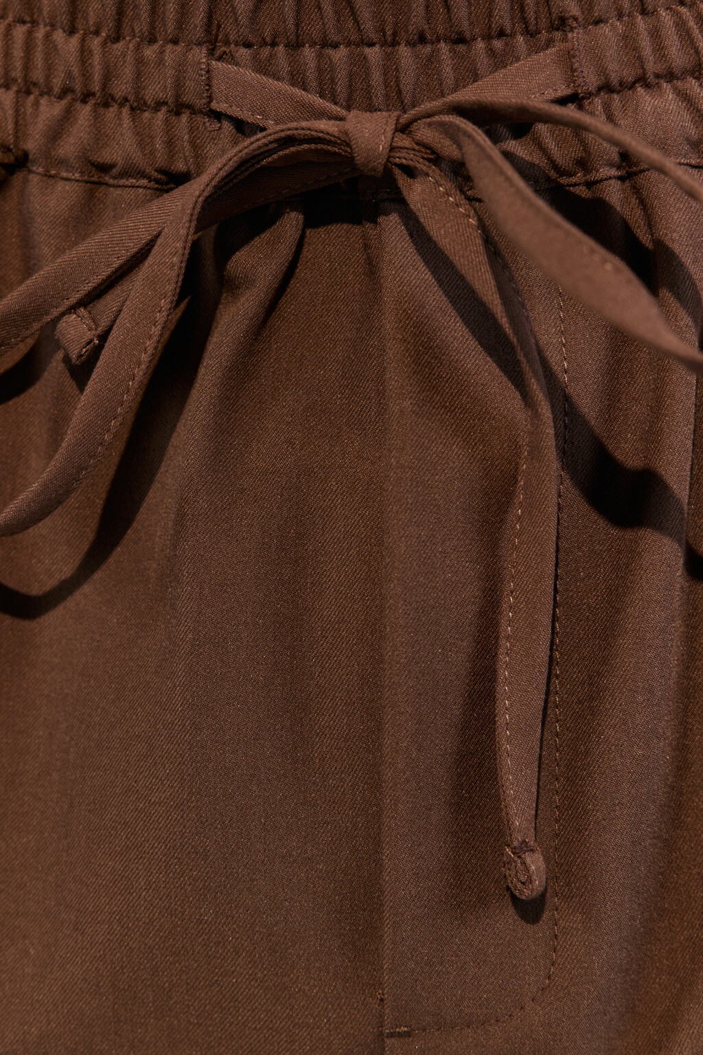 Брюки прямые костюмные с поясом на завязках - цвет коричневый - 7