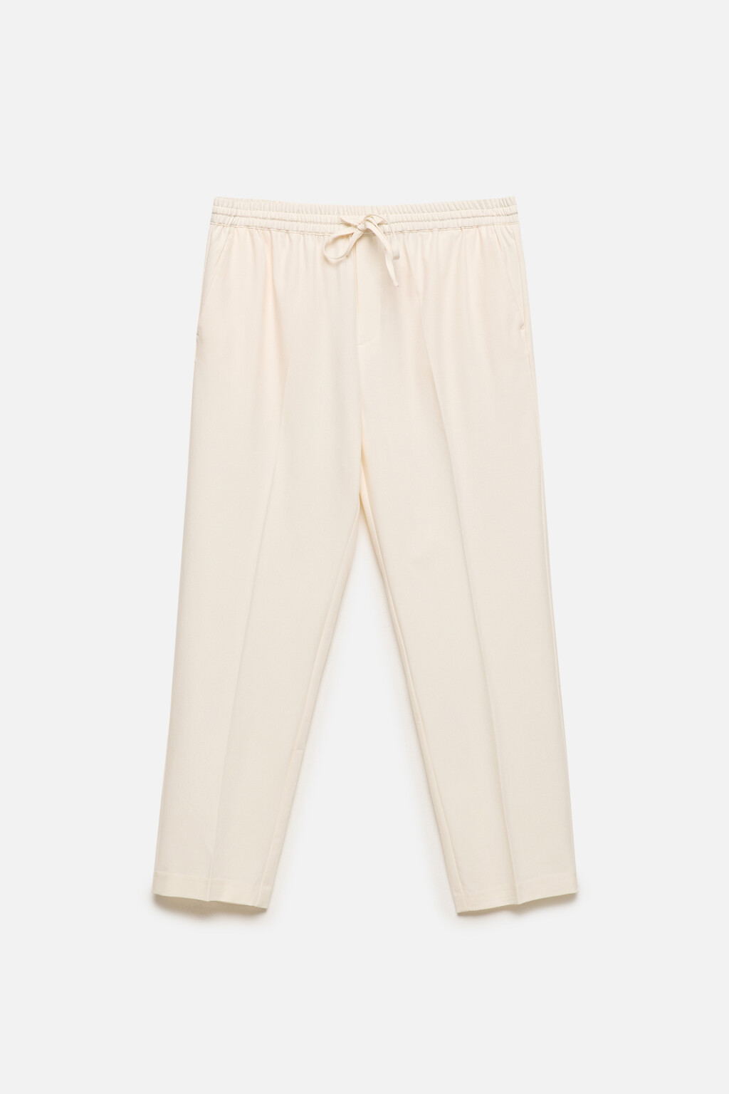 Брюки прямые костюмные с поясом на завязках - цвет бежевый - 8