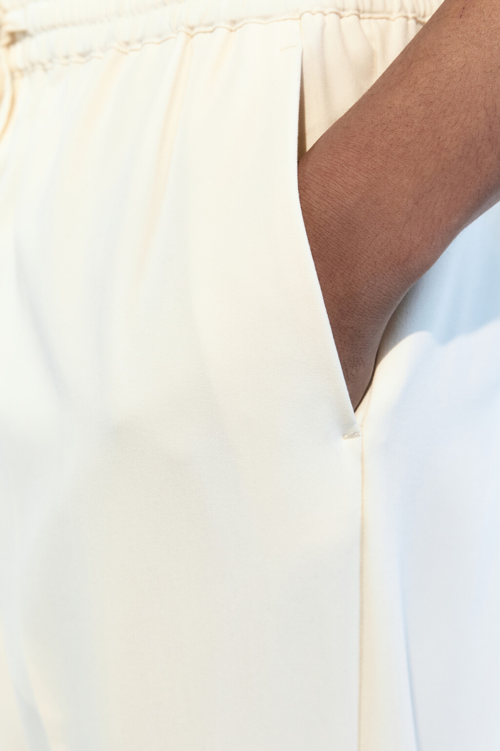 Брюки прямые костюмные с поясом на завязках - цвет бежевый - 7